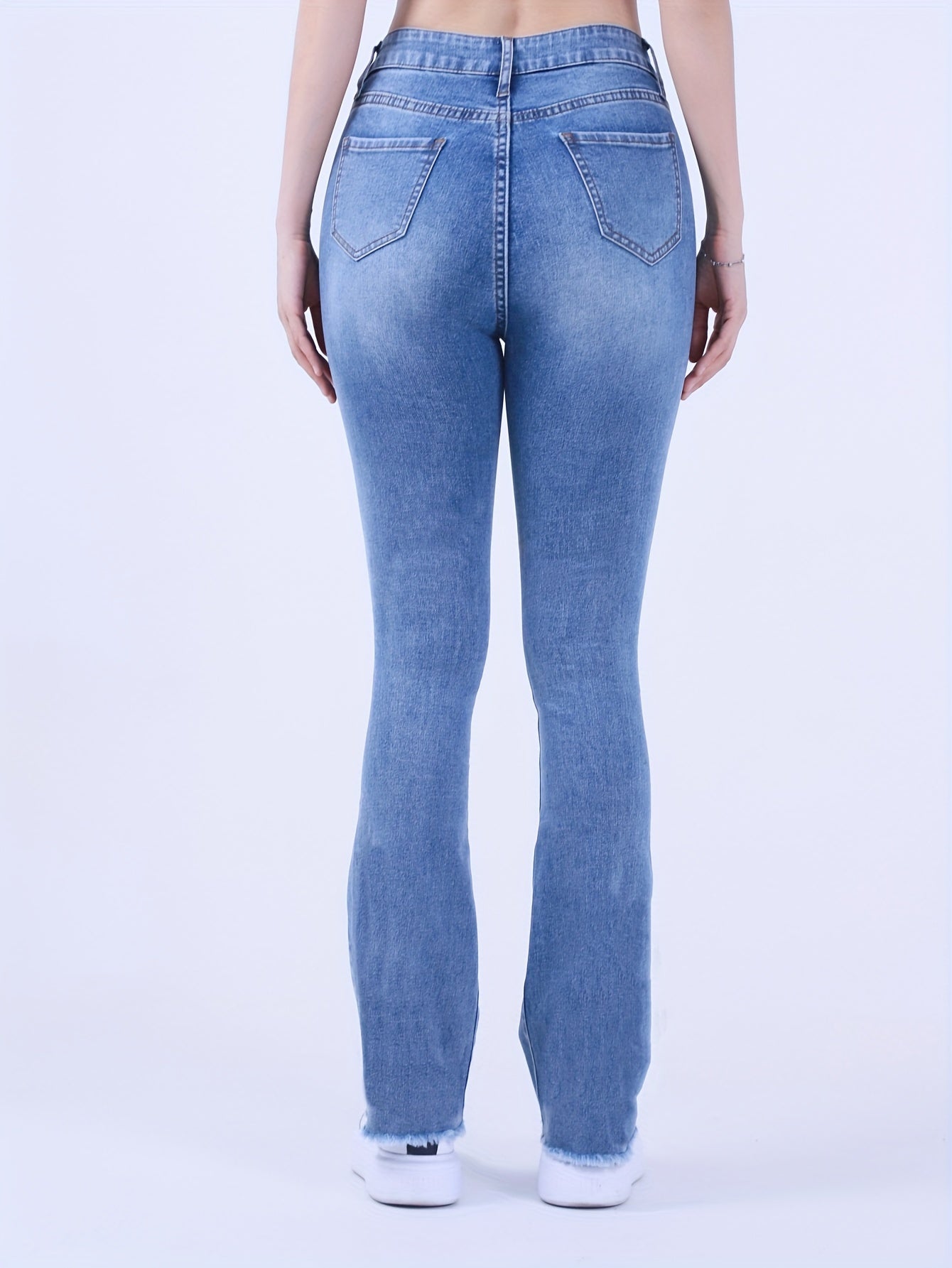  High Rise Bootcut Jeans with Raw Trim
