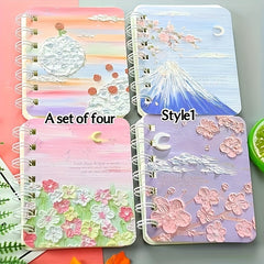 Set of 4 Cartoon Animal A7 Coil Notepad Office Notebook