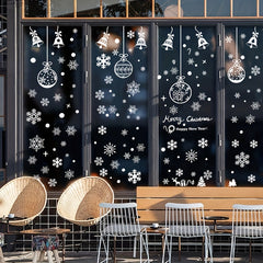 6pcs Christmas Glass Window Stickers Snowflake Bells Holiday Decor