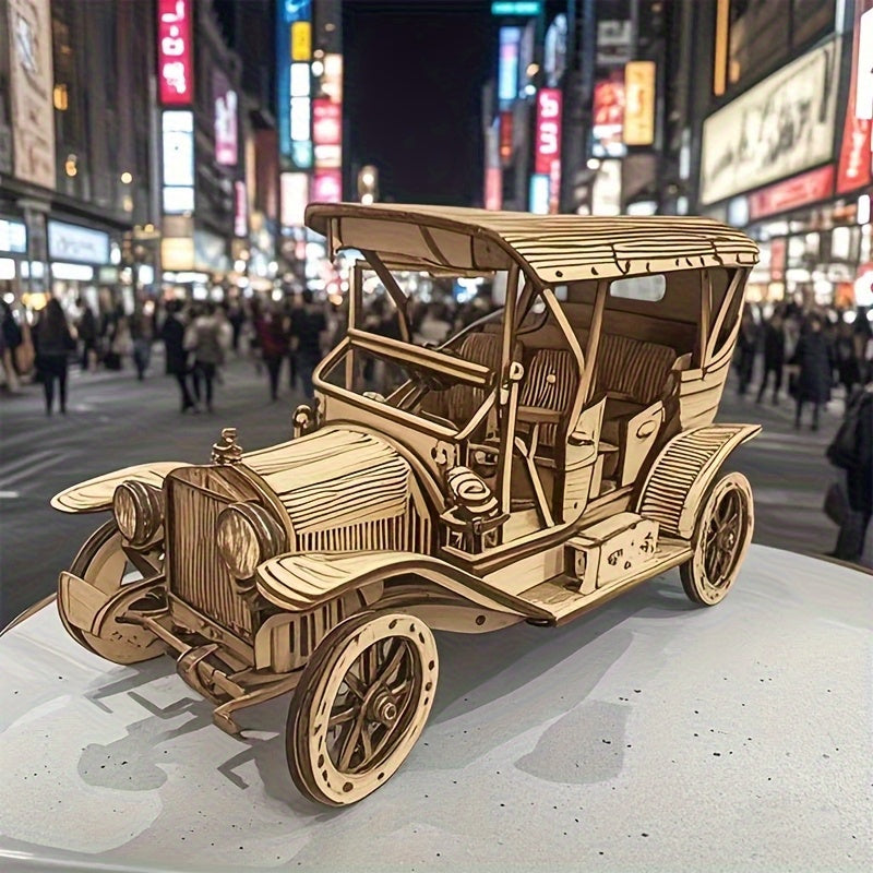 3D Wooden Retro Car DIY Puzzle Display Pieces
