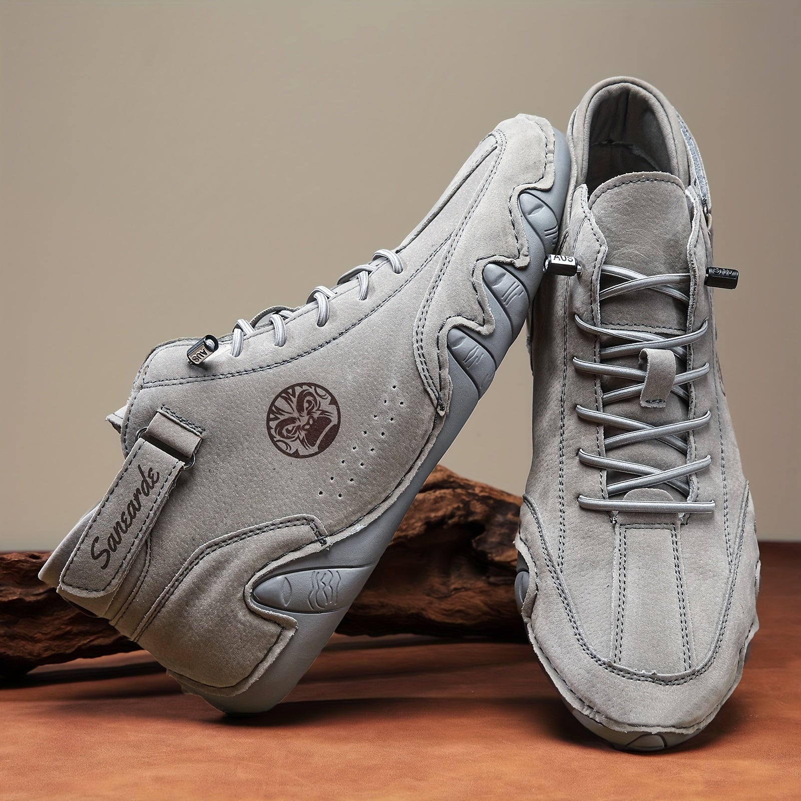 Men's Lace Up Hiking Boots Anti skid PU Leather Shoes