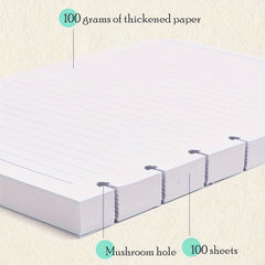 A5 Mushroom Hole Loose leaf Paper Refill 100 Sheets 200 Pages