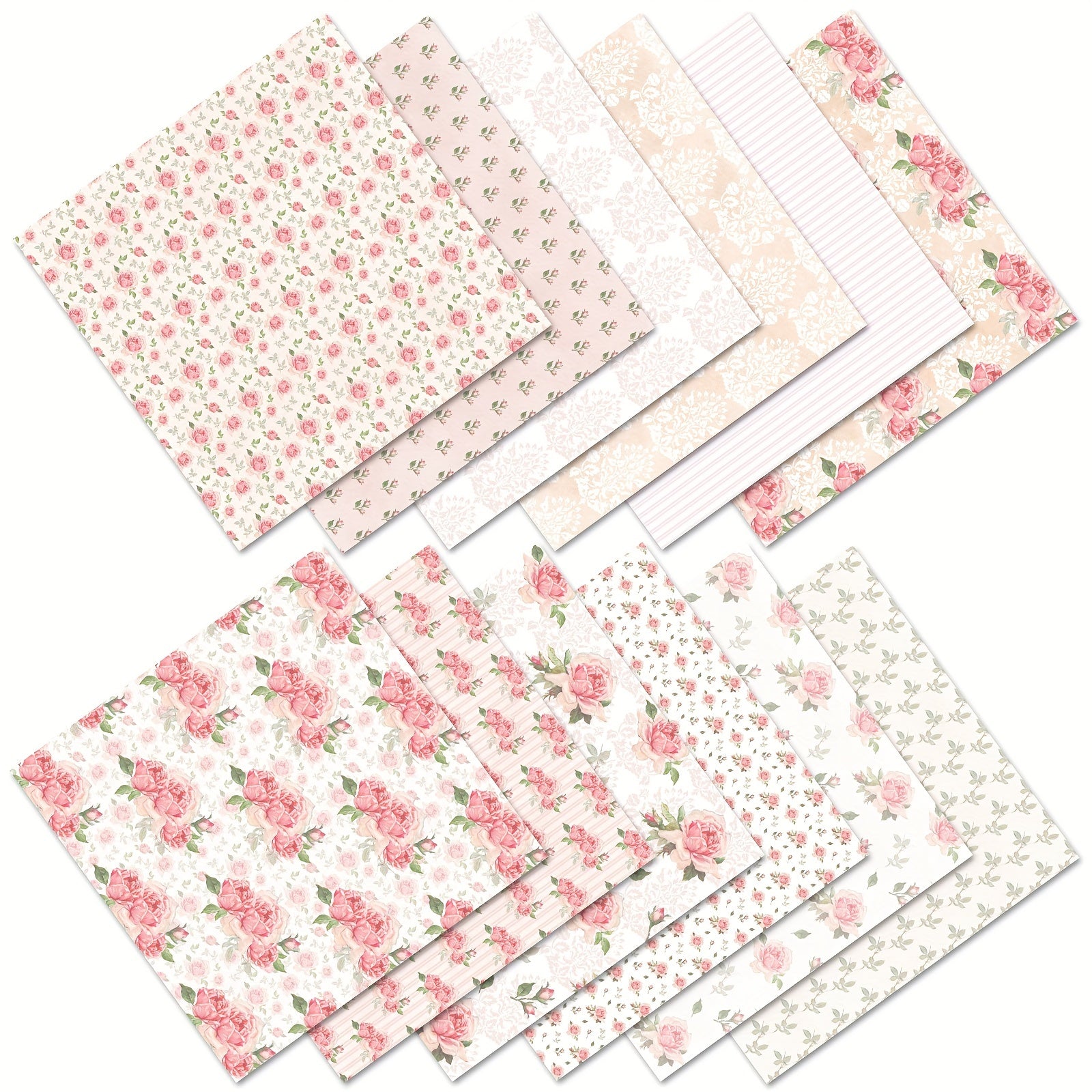 12pcs Flower Series Background DIY Scrapbook Paper Art Card Pattern Paper