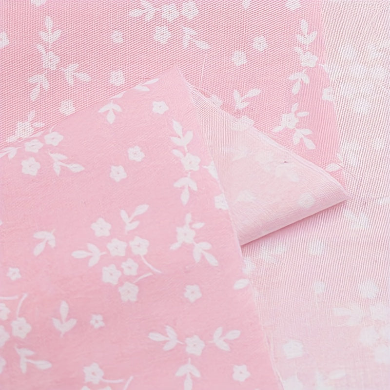 8pcs Pink Bow Flower Printed Fabric Patchwork DIY Sewing Quilting Material