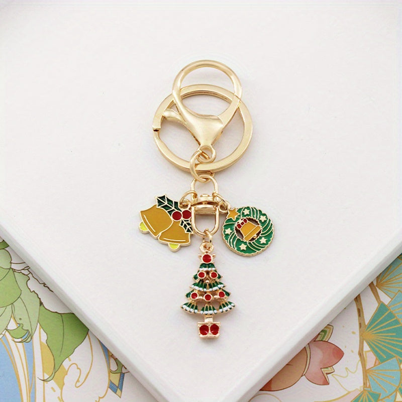 Christmas Series Cartoon Alloy Key Chain Ring Purse Bag Charm Car Ornament