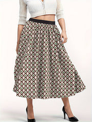  Argyle Print High Rise Maxi Skirt