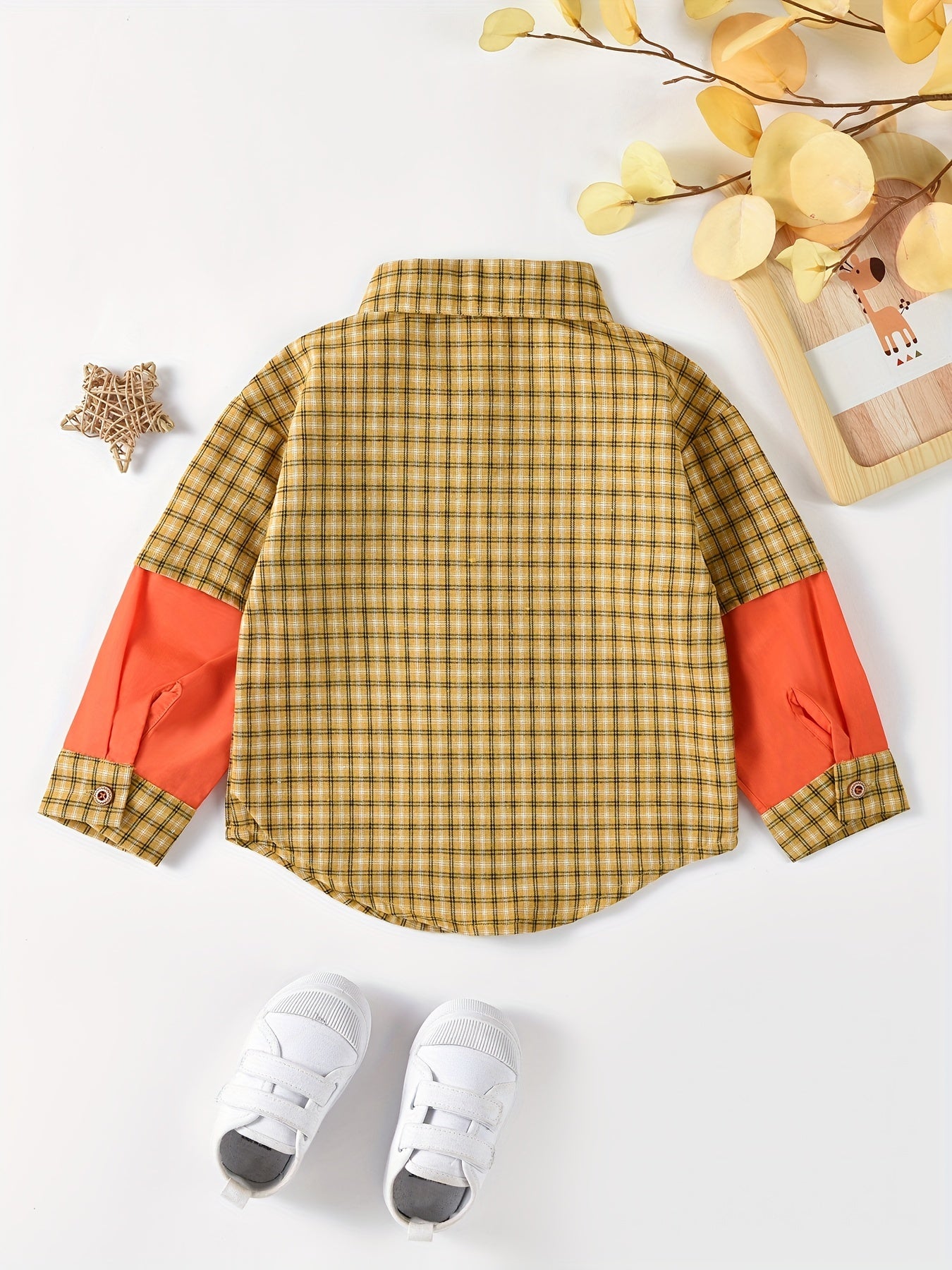 Boys Block Plaid Button Down Jacket Shirt, 3-10 Years Old