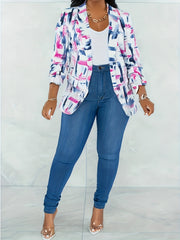  Tie Dye Long Sleeve Shawl Collar Blazer