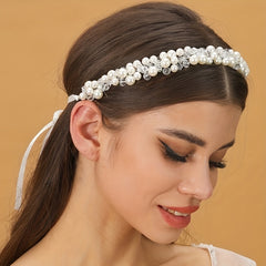 Faux Pearl Beaded Wedding Headpieces For Bride Bridal Headband