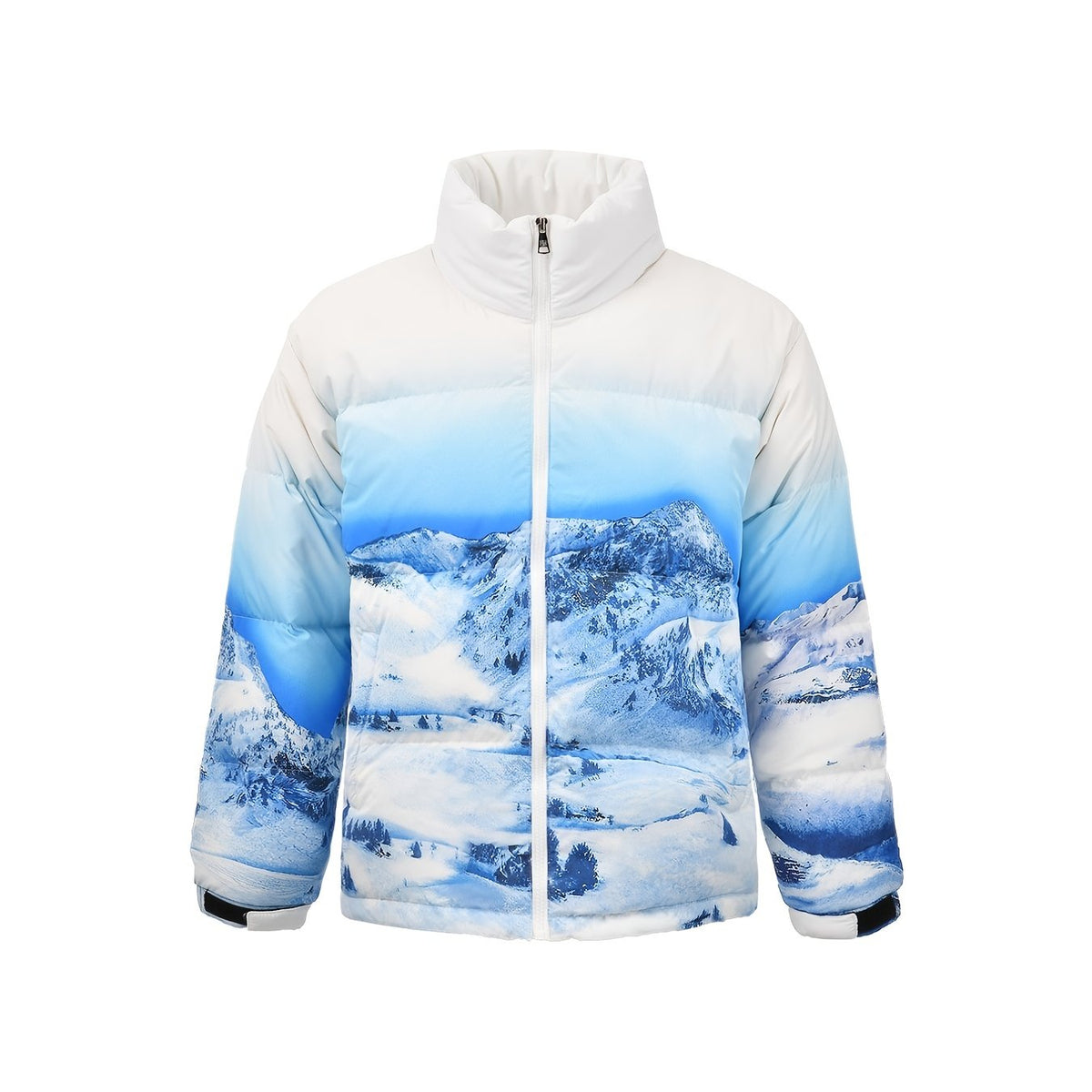 Men's Mountain Digital Print Down Jacket for Autumn Winter Outdoors