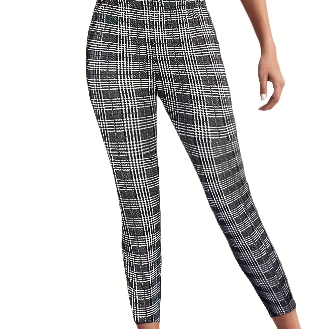 Plaid High Waist Pants Casual Slim Spring Fall Women's Clothing