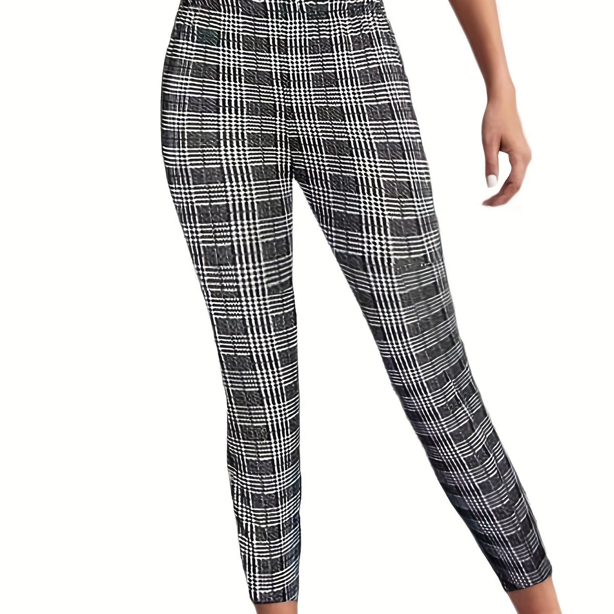 Plaid High Waist Pants Casual Slim Spring Fall Women's Clothing