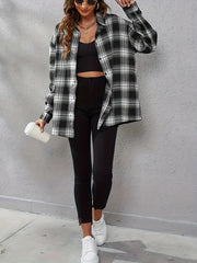  Plaid Button-Up Blouse
