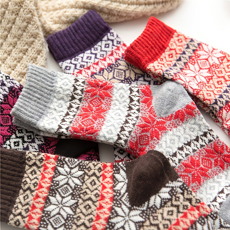 5 Pairs Cozy Knit Socks For Women
