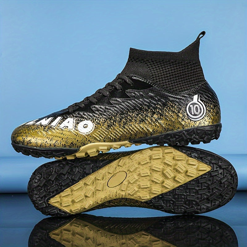 Boys' High Top TF Football Boots Anti-skid Breathable Soccer Cleats
