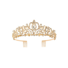 Pink Crystal Tiara Crown Women Girls With Combs
