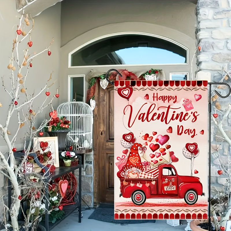 Valentines House Flag Red Truck Flag For Outside Decorative Holiday Banner