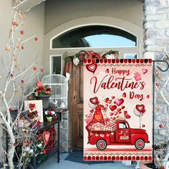 Valentines House Flag Red Truck Flag For Outside Decorative Holiday Banner