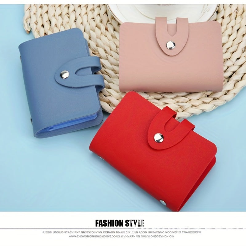 PU Leather Card Holder with 24 Card Slots - Double Sided Insert Card