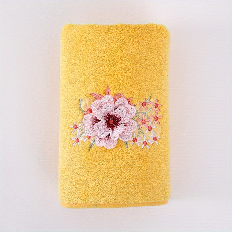 Soft Flower Embroidered Hand Towel Coral Fleece Face Towel