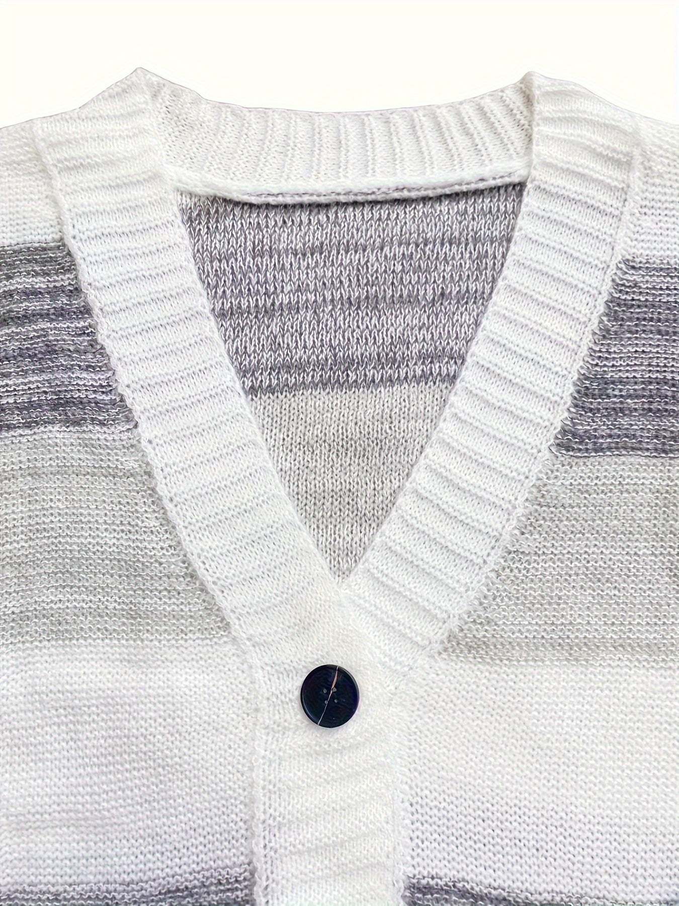  Colorblock Button Up Cardigan with Pockets