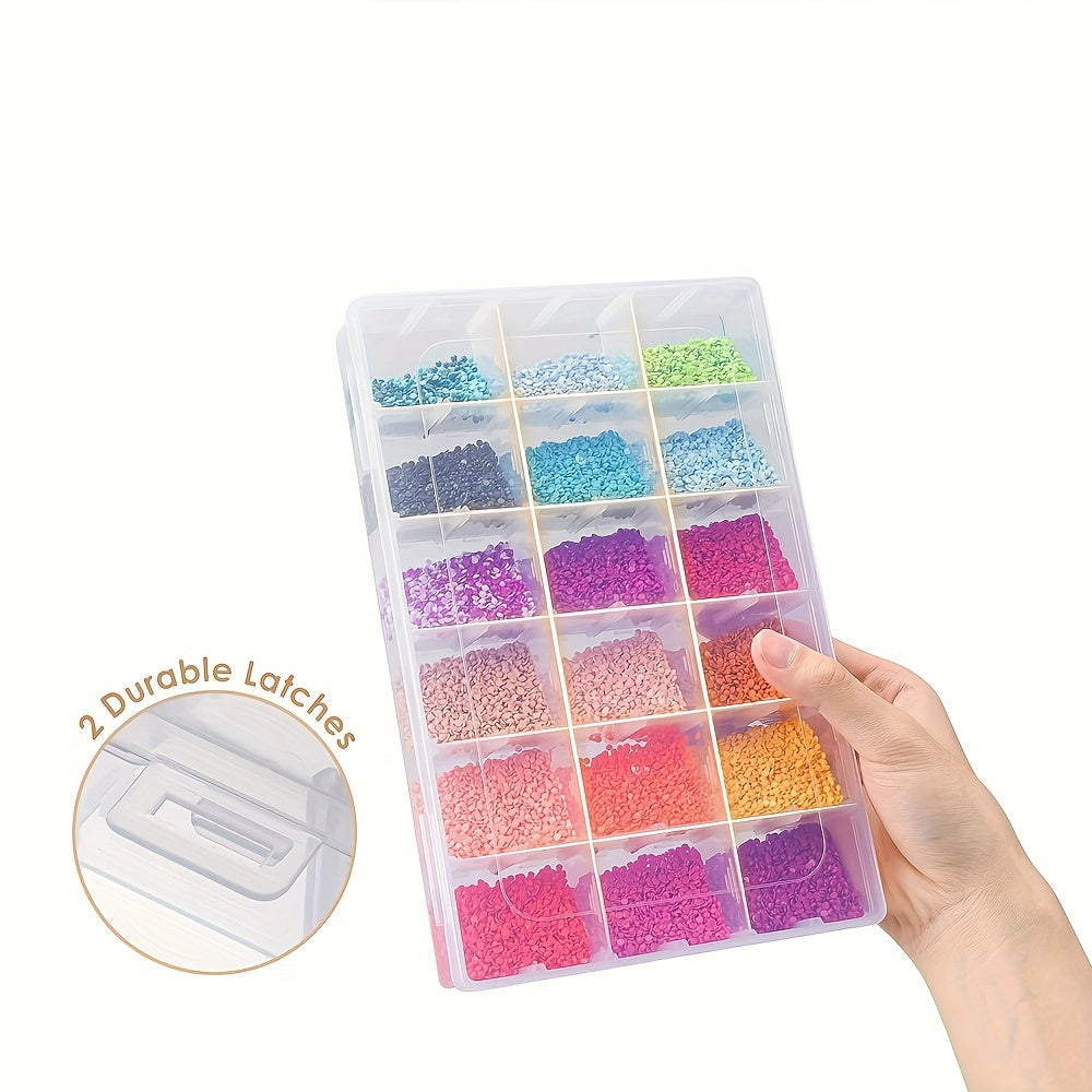 5pcs Clear Plastic Jewelry Storage Box With grids Portable Dustproof DIY Diamond