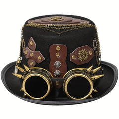 Steampunk Hats with Goggles PU Leather Men's Hat