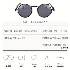 Steampunk Round Metal Sunglasses Retro Vintage UV400