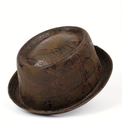 Men Fedora Hat Flat Pork Pie Hat Gentleman Dad Bowler