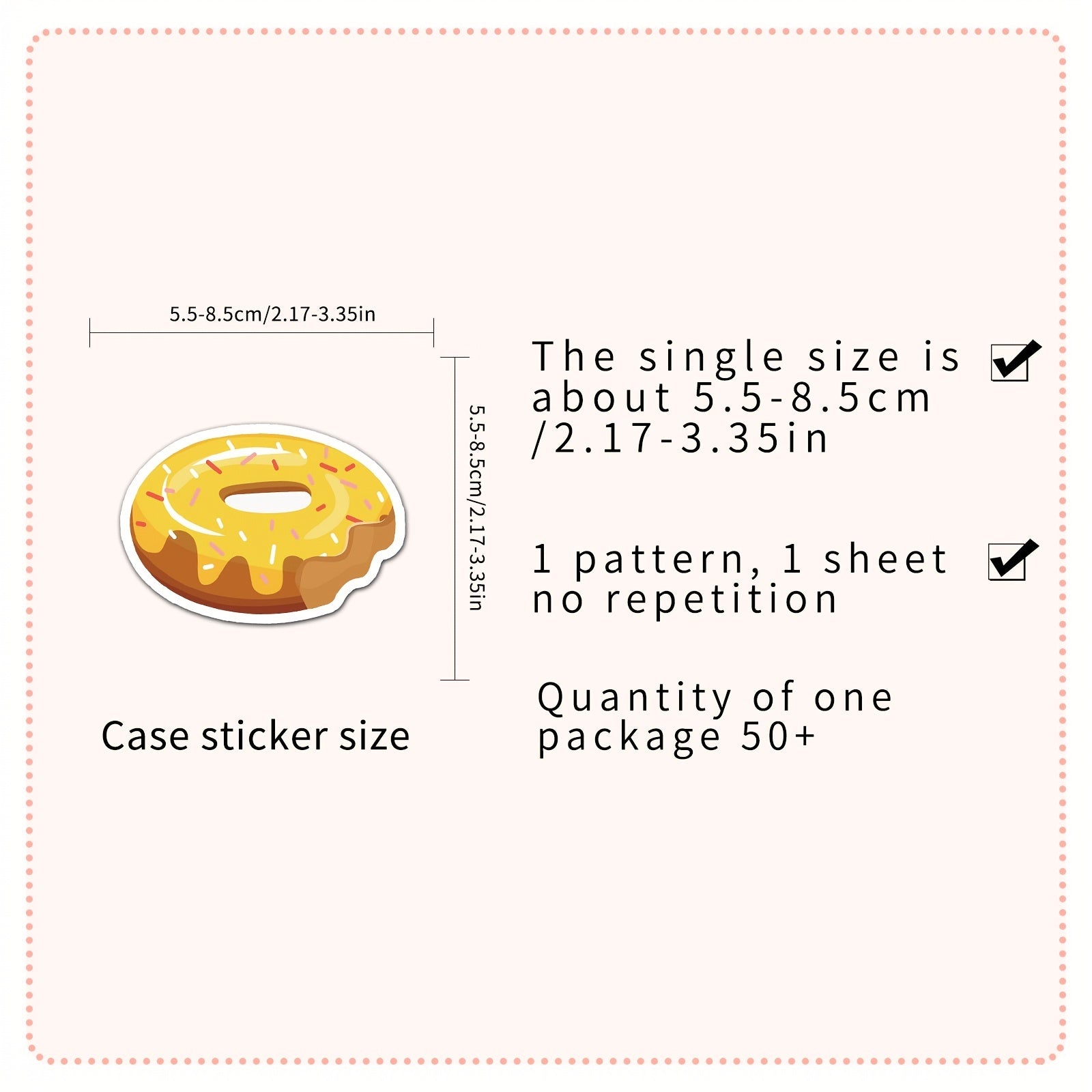 50pcs Donut Pattern Waterproof Stickers For Water Bottles Laptop Scrapbook