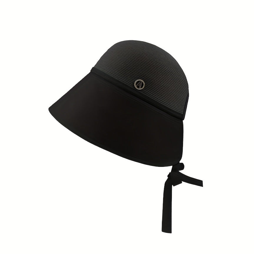 Block Stitching Sun Hat Crochet Straw Hat UV Protection Bucket Hat