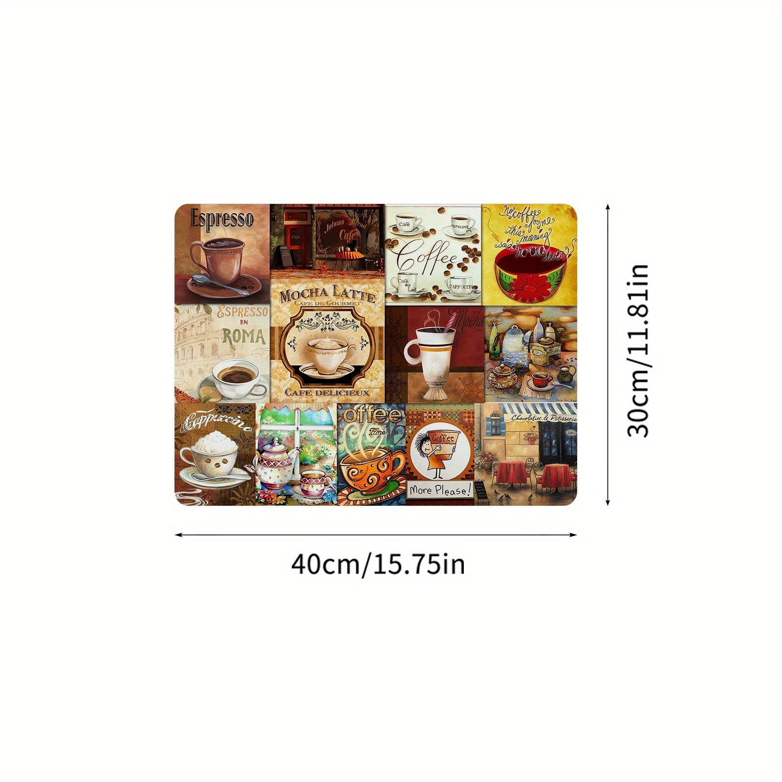 Coffee Printed Dish Drying Mat Soft Rubber Non Slip Absorbent Wear resistant