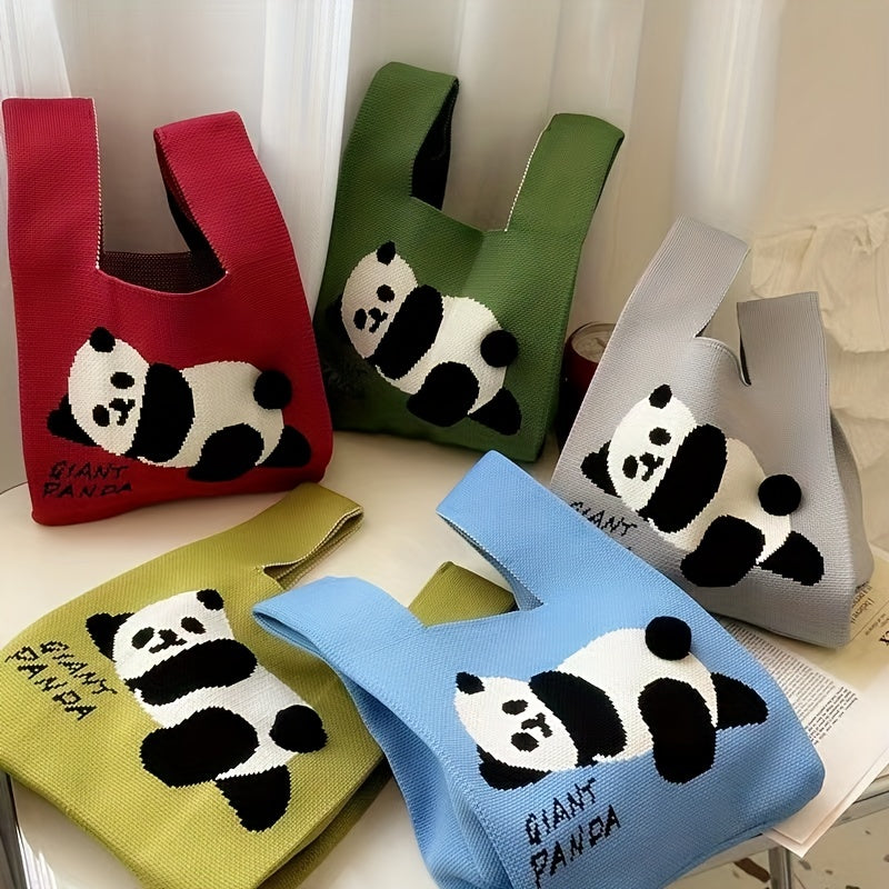 Panda Pattern Knit Handbag for Women