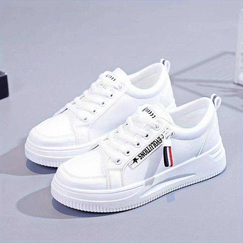 Women's Platform Skate Shoes Lace Up Low Top Sneakers Round Toe Sports Shoes
