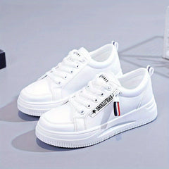 Women's Platform Skate Shoes Lace Up Low Top Sneakers Round Toe Sports Shoes