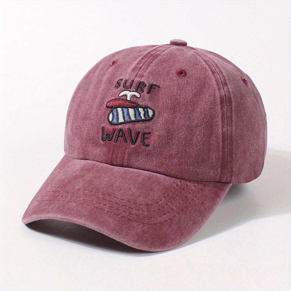 SURF WAVE Embroidery Baseball Cap Distressed Cotton Dad Hats