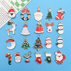 46pcs Enamel Charms Christmas Series For Jewelry Making Necklace Bracelets Decor