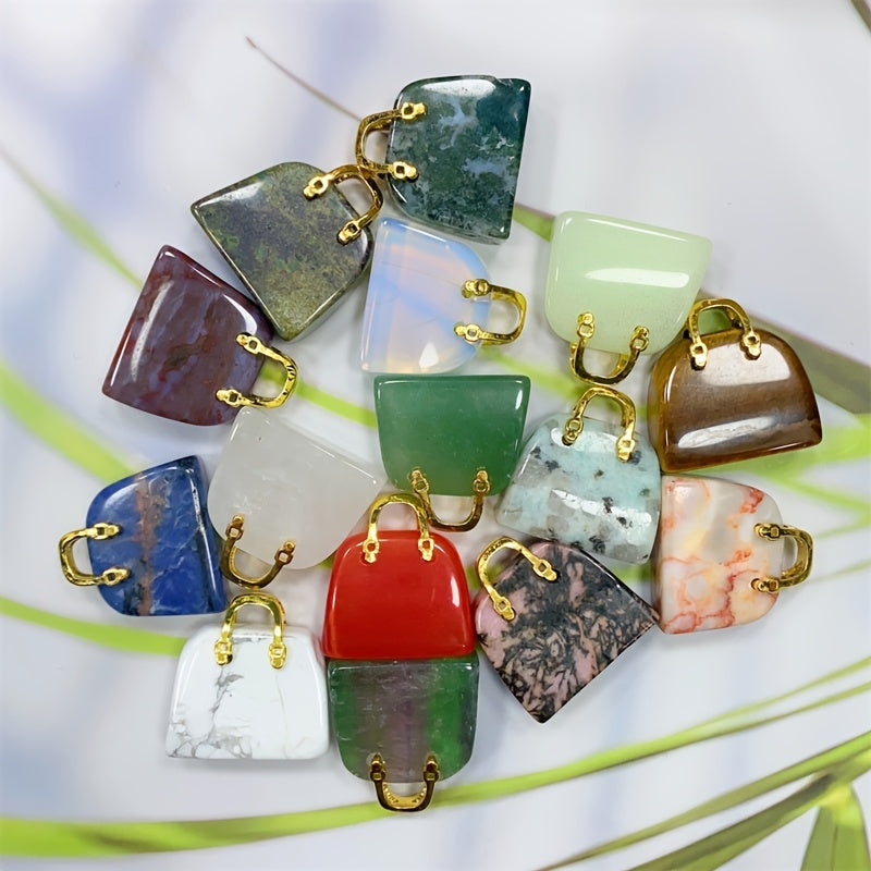 Natural Crystal Small Bag Handbag Mix Material Handicraft Healing Pendant