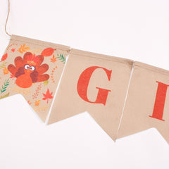 Friends Giving Pull Flag Banner Pumpkin Turkey Dovetail
