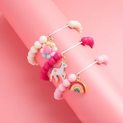 3pcs Girls Beaded Bracelets Unicorn Rainbow Flower Pendant