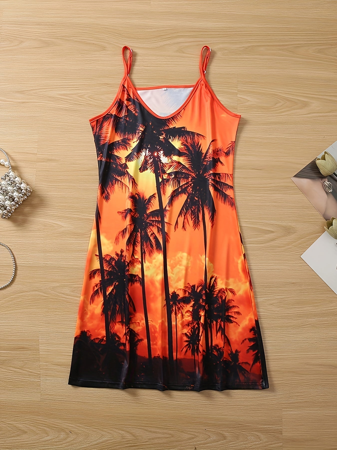  Sexy Cami Dress Women's Plus Painting Print Adjustable Strap