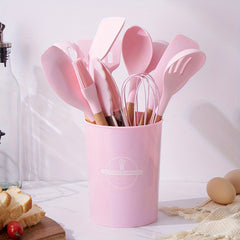 12pcs Silicone Kitchen Utensil Set Non Stick Cooking Turner Spatula Spoon Whisk