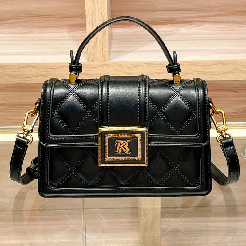 Quilted Shoulder Bag with Magnetic Closure & Detachable Strap