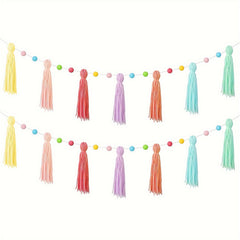 2pc Colorful Rainbow Bohemian Fringe Decoration Banner