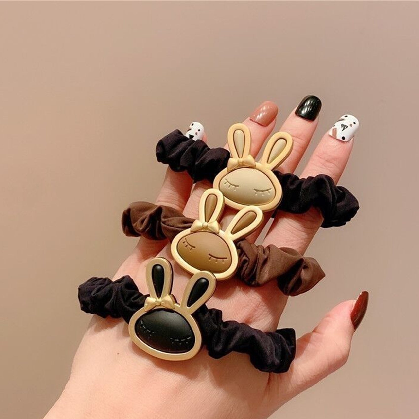 Rabbit Bunny Hair Ties Scrunchie Ponytail Holder for Women Girls