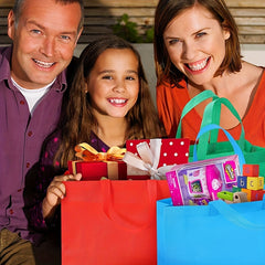 8 Reusable Tote Gift Bags - Assorted Colors - Non Woven - Treat Bags - Snack
