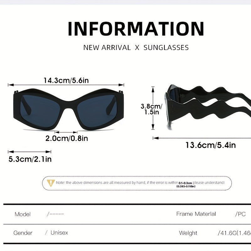 Y2K Irregular Sunglasses For Women Men Hiphop Block Glasses UV400