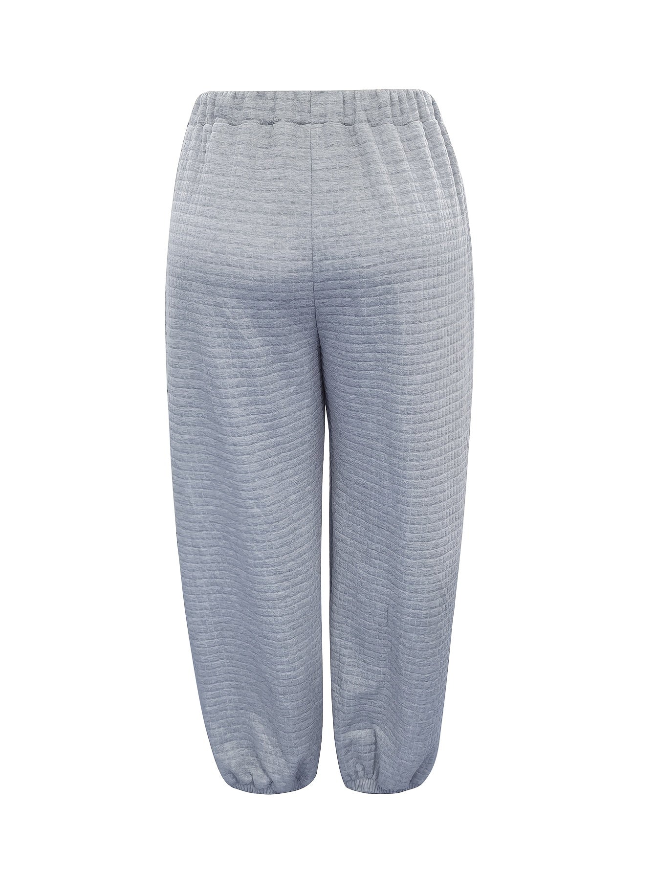  High Rise Jogger Trousers Elastic Waist Solid Women's Casual Pants