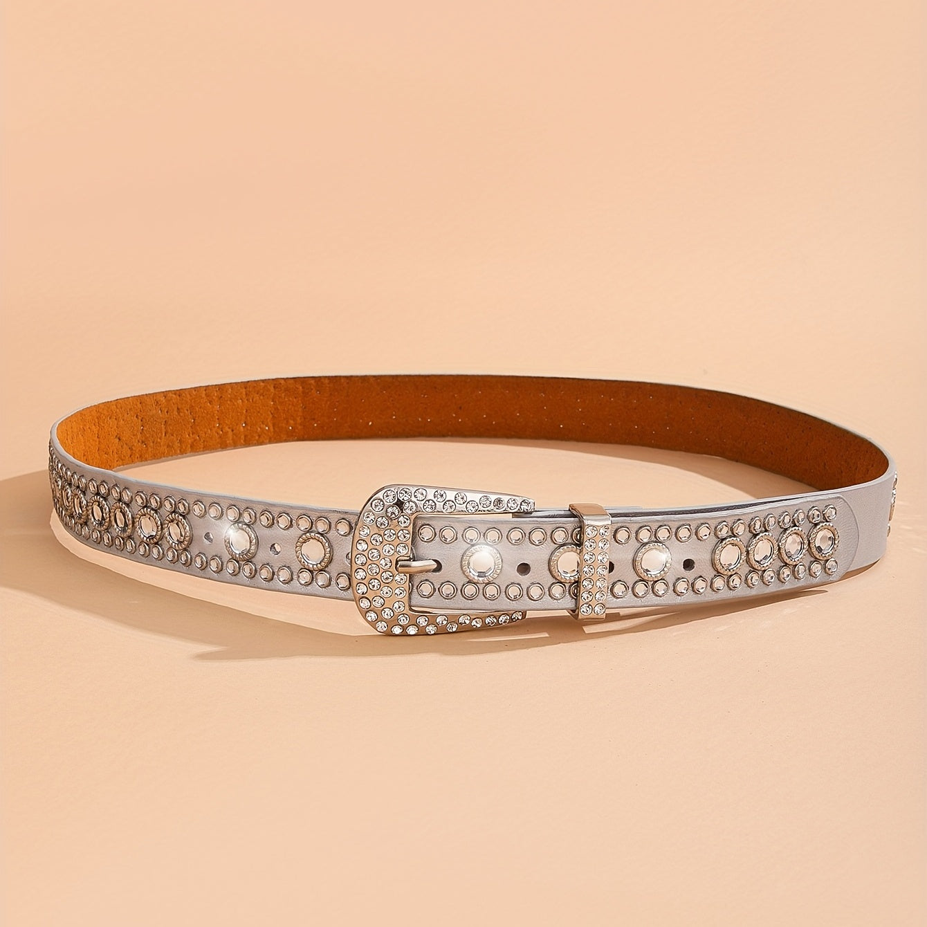 Sparkly PU Leather Belt Y2K Silvery Waistband Unisex Hip Hop