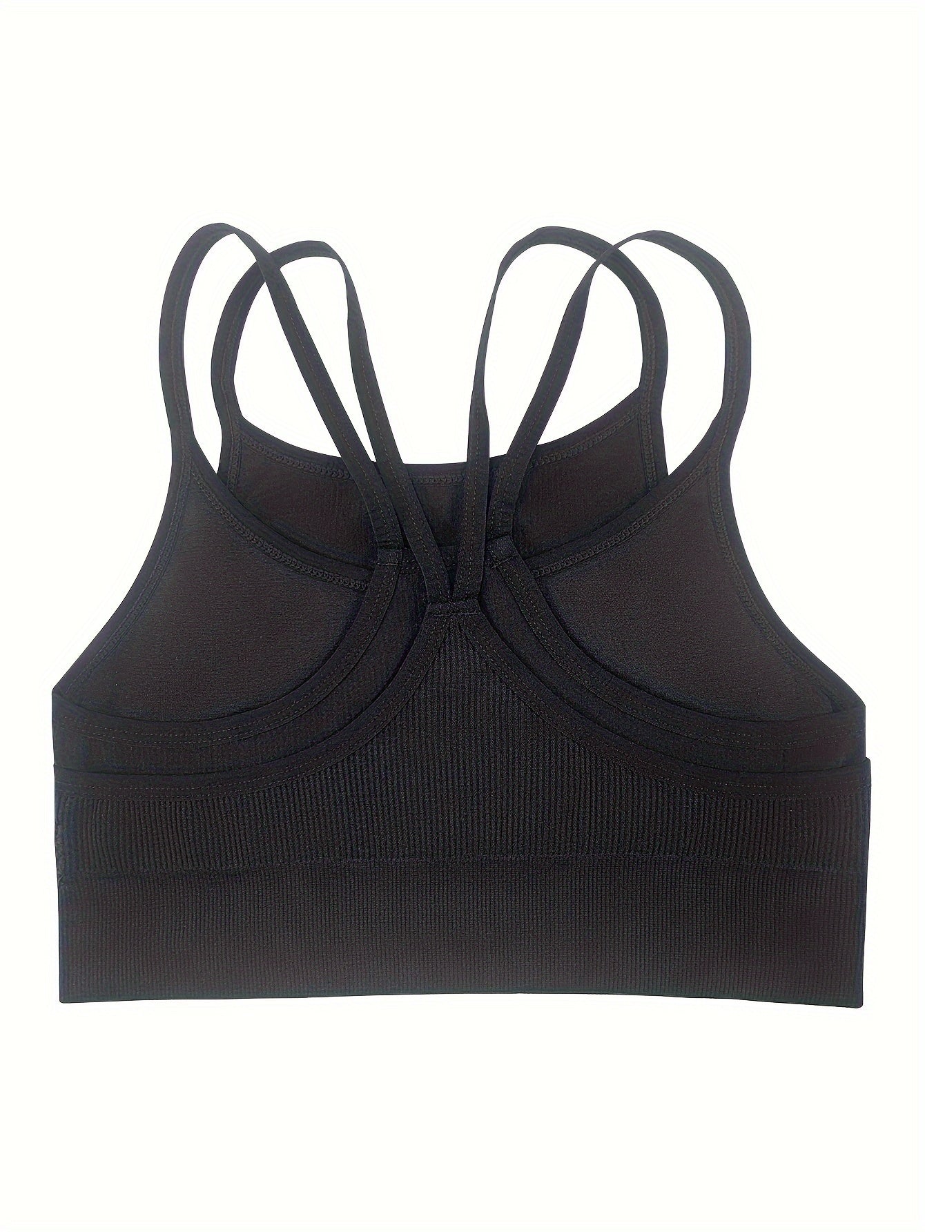 Ribbed Sports Bra Double Straps Breathable Running Workout Lingerie